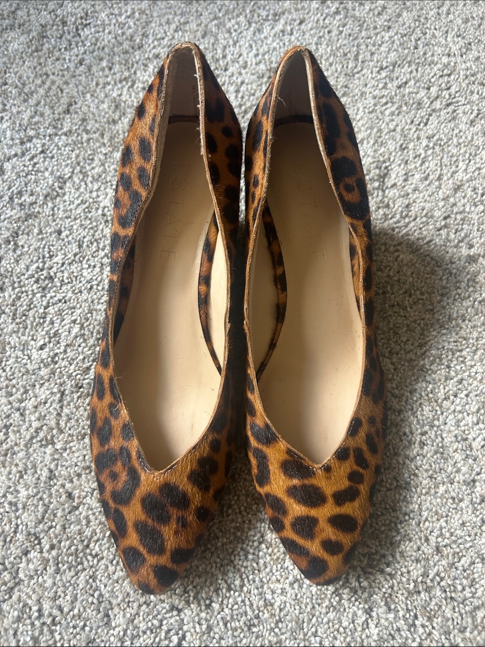 1. State Leather Wedge Leopard Print Pumps in Brown and Black Size 8